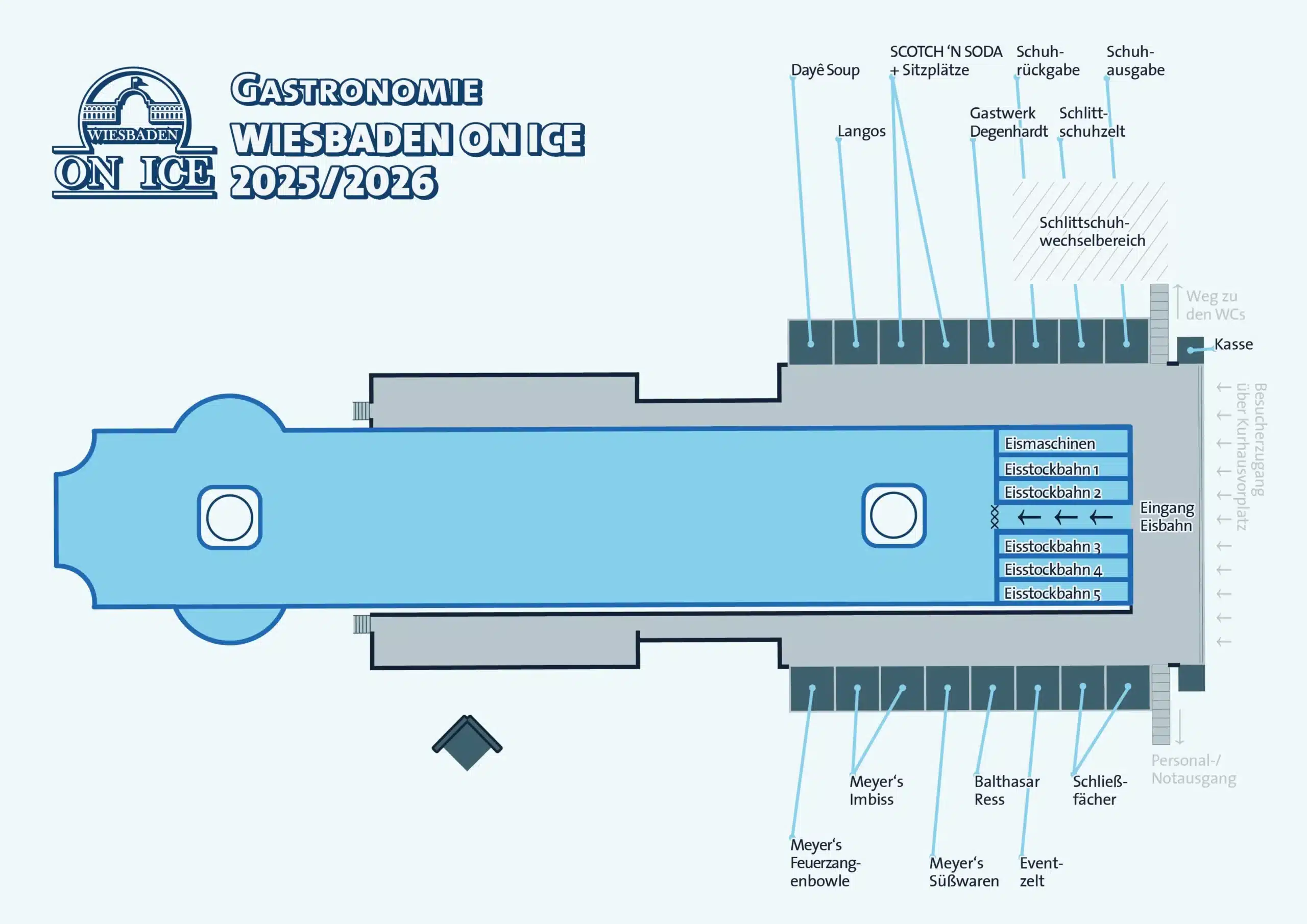 Standorte der Gastronomie bei Wiesbaden on Ice in der Winter-Saison 2025 / 2026